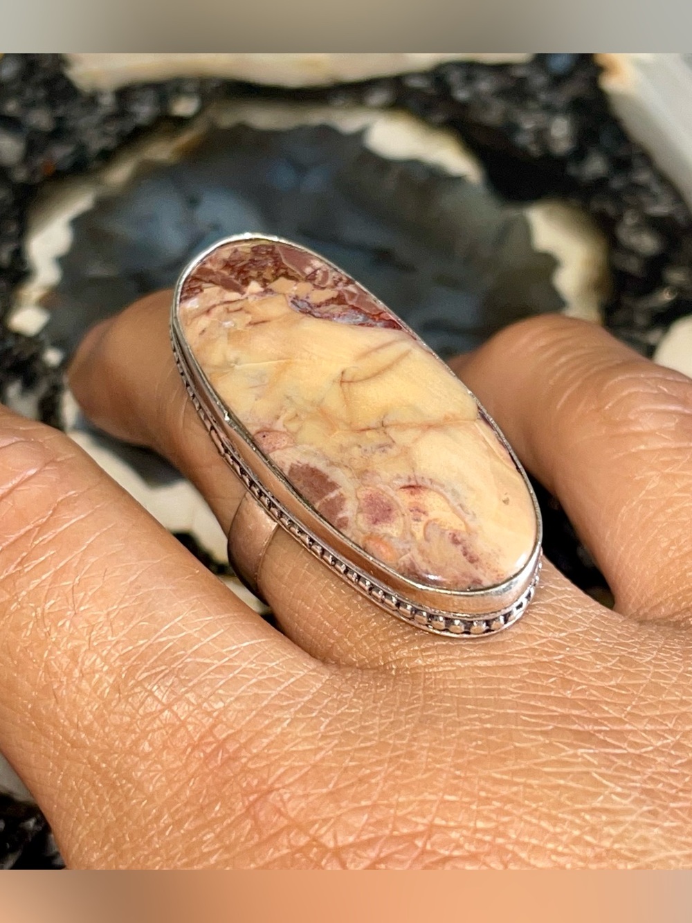 Butterfly Jasper Ring Size 7 1/2